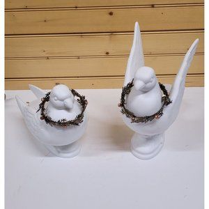 Department 56 Dove Set 2 White Bird Figurine 10 1/2" x 8" Twain Porcelain